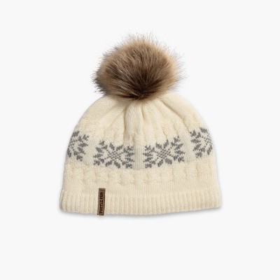 Turtle Fur Leira Beanie - Women's Lambswool Faux Fur Pom Winter Hat