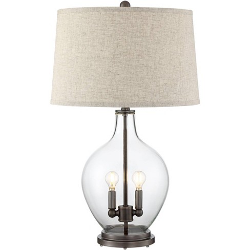 Regency Hill Cottage Table Lamp With, Fillable Clear Glass Lamp