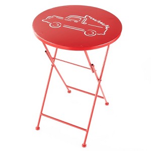 The Lakeside Collection Punched Metal Folding Table with Vintage Icons - Bistro Accent Table - 1 of 3
