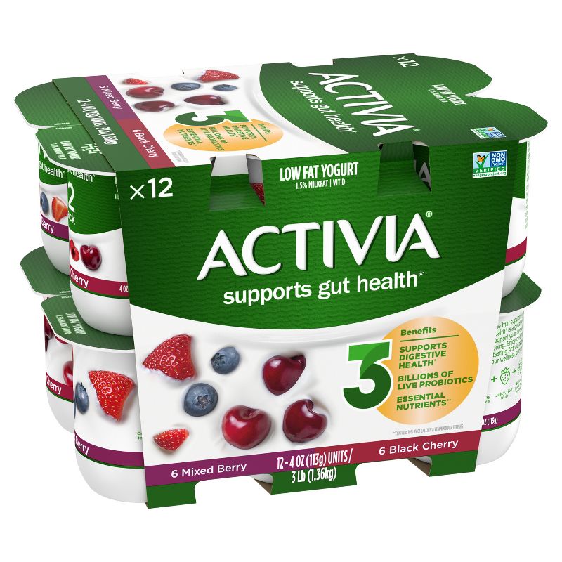 Activia Probiotic Black Cherry &#38; Mixed Berry Yogurt Variety Pack - 12ct/4oz Cups, 4 of 10
