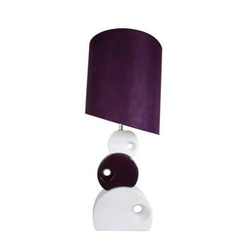 Stacked Circle Ceramic Table Lamp with Asymmetrical Shade Purple - Elegant Designs