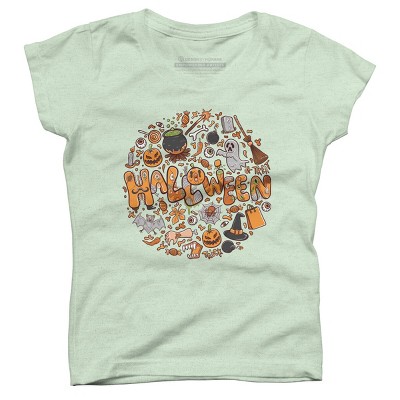Girl's Design By Humans happy halloween greeting holiday illustration By ghinan T-Shirt