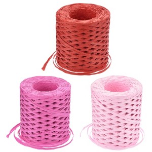 Unique Bargains Decorative Raffia Paper Craft Ribbon for Christmas Wrapping 3 Pcs - 1 of 4