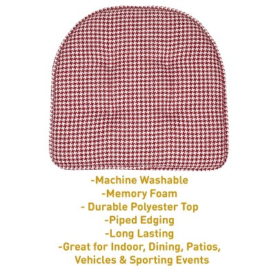 Red Houndstooth Memory Foam Dining Chair Cushions, Set of 6