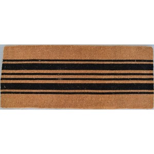 HomeRoots 24" X 60" Brown and Black Coir Striped Outdoor Door Mat - 1 of 4