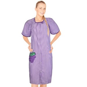 JEFFRICO House Dresses for Women with Pockets - Lightweight Breathable Short Sleeve Muumuu & Nightgowns - Snap Front Housecoat Dusters - 1 of 4