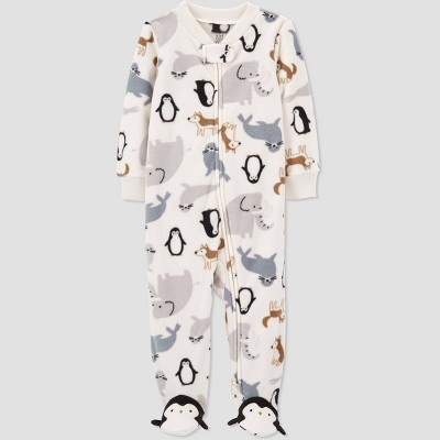 Image of Baby Boys' Penguin Footed Pajama - Just One You® made by carter's Ivory 6M