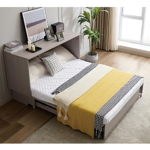 NicBex Queen Size Murphy Bed 78.25" Wooden Frame Morden Hideaway Wall Bed with Top Shelf and 1 Spacious Drawer for Apartment - 1 of 4
