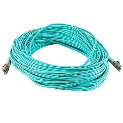 Monoprice Fiber Optic Cable - 30 Meter - Aqua | LC to LC, OM3, 50/125 Type, Multi Mode, 10Gb, Duplex