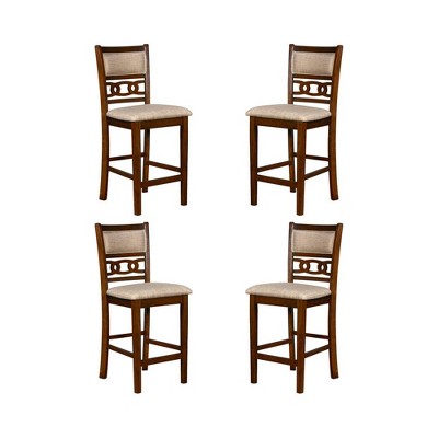 New Classic Furniture,Gia Cherry Wood Counter Chair With Fabric Seat (Set Of 4)
