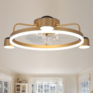 Bella Depot 20" Flush Mount Ceiling Fan with Dimmable Light and Remote APP Control Star Light - 1 of 4