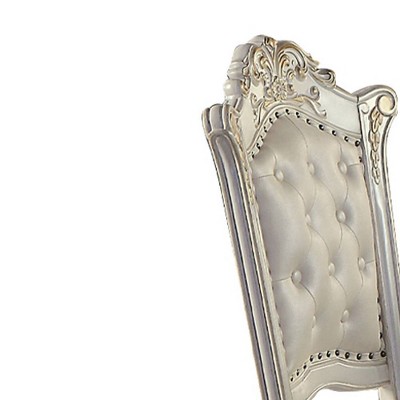 Vendome Antique Pearl Finish High Back Side Chair with Beige Upholstery