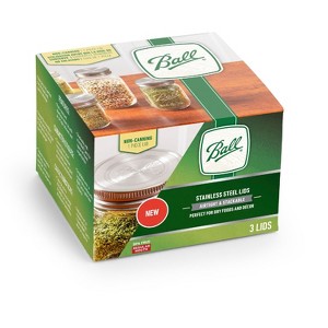 Ball Reusable Mason Jar Lids, Stainless Steel Storage Lids with Silicone Gaskets for an Airtight Seal, Regular Mouth, One Pack of 3 - 1 of 4