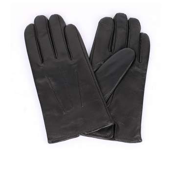 Karla Hanson Men's Genuine Leather Touch Screen Gloves - Black