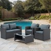ELJGET 4PCS Patio Rattan Furniture Set Sectional Sofa Cushioned Garden Dark Gray - 2 of 4