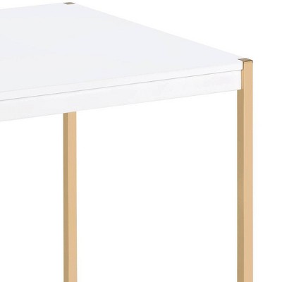 Elegant White and Gold Mirrored End Table with Storage