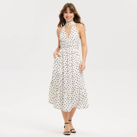 Женские платья A New Day Women's Tiered Midi Dress - A New Day™ Cream Polka Dots XL