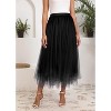 Women's 2-Layer Tulle Midi Skirt - Tiered A-Line Long Skirt with Elastic Waist for Winter Irregular Black - 2 of 4
