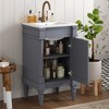18"W Bathroom Vanity with Ceramic Sink, Freestanding Small Bathroom Sink Cabinet with Adjustable Shelf - ModernLuxe - 2 of 4