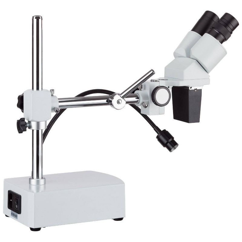 Stereo Microscope with 10X and 20X Magnification, Single Arm Boom Stand, and LED Gooseneck Light - AmScope, 5 of 9