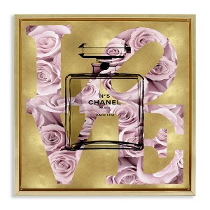 Stupell Industries Fashion Love Rose Perfume Black Framed Floater Canvas Wall Art - 1 of 4