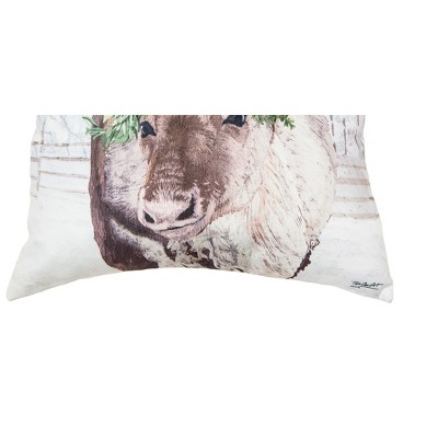 Reindeer Holly Flower Crown Christmas Throw Pillow