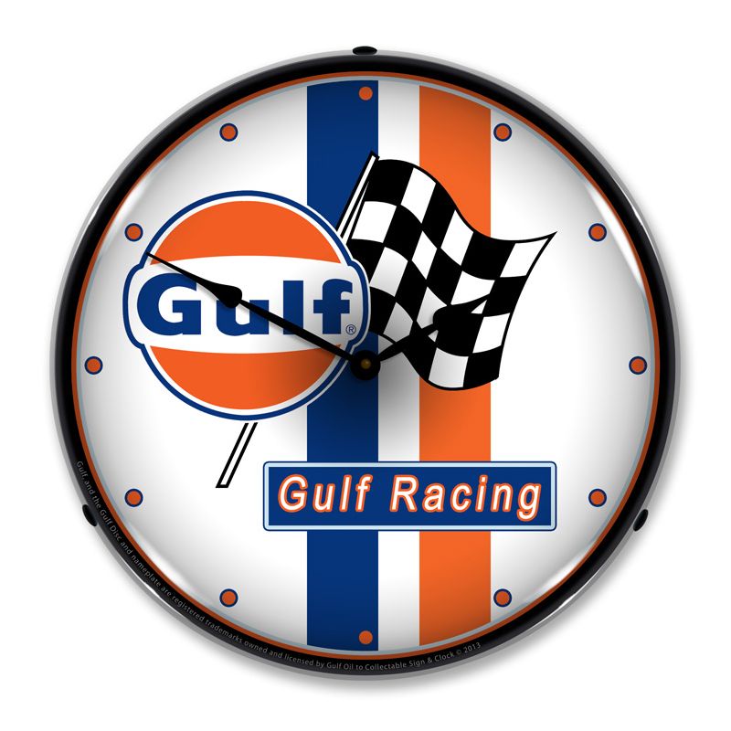Collectable Sign & Clock | Gulf Racing LED Wall Clock Retro/Vintage, Lighted, 1 of 4