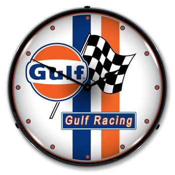 Collectable Sign & Clock | Gulf Racing LED Wall Clock Retro/Vintage, Lighted
