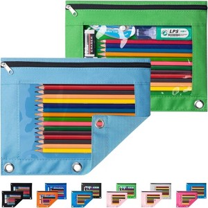 Fmeida Pencil Pouch for 3 Ring Binder, 2 Pack Binder Pencil Pouch with Clear Window Pencil Bags with Zipper & Reinforced Grommets - 1 of 4