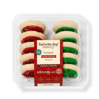 Holiday Red & Green Frosted Sugar  Cookies - 10ct - Favorite Day™