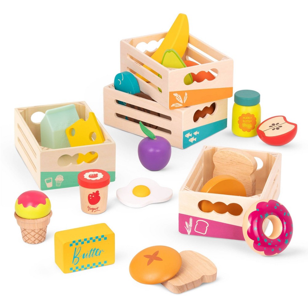 Photos - Role Playing Toy B Toys B. toys - Wooden Play Food - Little Foodie Groups 
