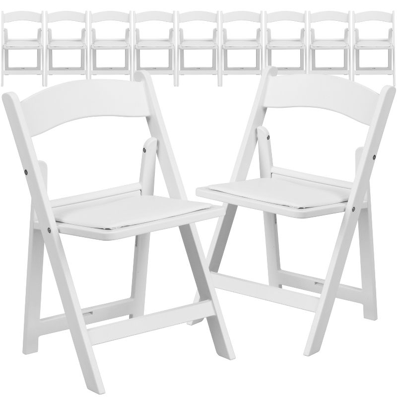 Emma and Oliver 11 Pack Kids White Resin Folding Chair with White Vinyl Padded Seat, 1 of 12