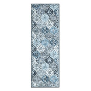 Washable Vintage Floral Living Room Bedroom Rugs, Distressed Print Farmhouse Carpet for Dining Room Kitchen, Retro Accent Home Decor Rugs - 1 of 4
