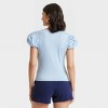 Women's Ribbed Puff Short Sleeve Blouse - A New Day™ - 2 of 4