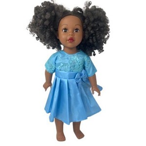 Doll Clothes Superstore Blue Party Dress Compatible With 18 Inch Girl Dolls Like American Girl Our Generation My Life Dolls - 1 of 4