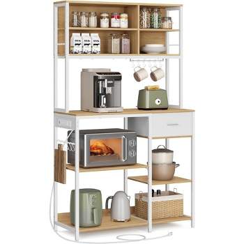 VASAGLE Bakers Rack with Charging Station, Coffee Bar Stand with Adjustable Storage Shelves