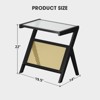 SKONYON End Table Bamboo Accent Side Table with Tempered Glass Top and Open Storage Shelf - 3 of 4