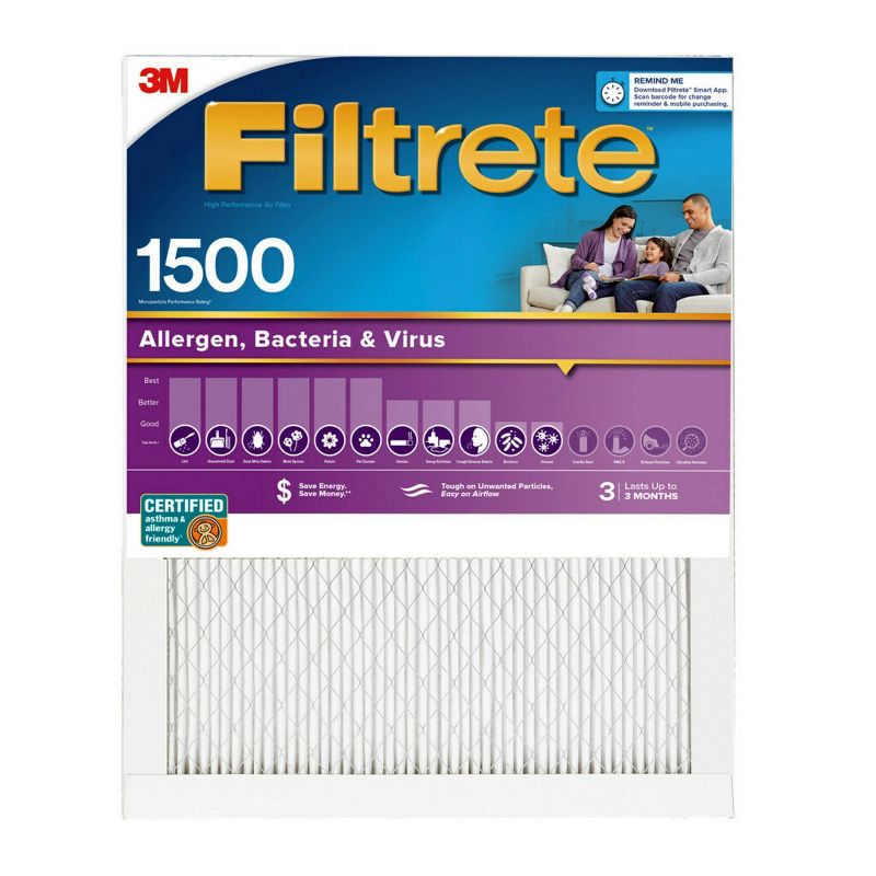 Filtrete 2pk Allergen Bacteria and Virus Air Filter 1500 MPR, 1 of 9