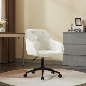 CAVINAS Velvet Home Office Chair, Home Desk Chair with Wheels, Upholstered Swivel Office Chair with Wide Backrest, Vanity Chairs, Computer Chair - 1 of 4