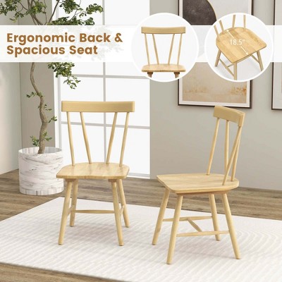 Natural Rubber Wood High Back Windsor Side Chairs