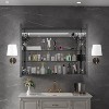 FAMYYT 40 in. W x 32 in. H Rectangular Aluminum LED Medicine Cabinet with Mirror and Flowing Light, Dimmable, Anti-fog, Black - 3 of 4