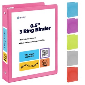 3 Ring Binder Clear View Cover with 2 Inside Pockets, Colored School Supplies Office and Home Binders – by Enday - 1 of 4