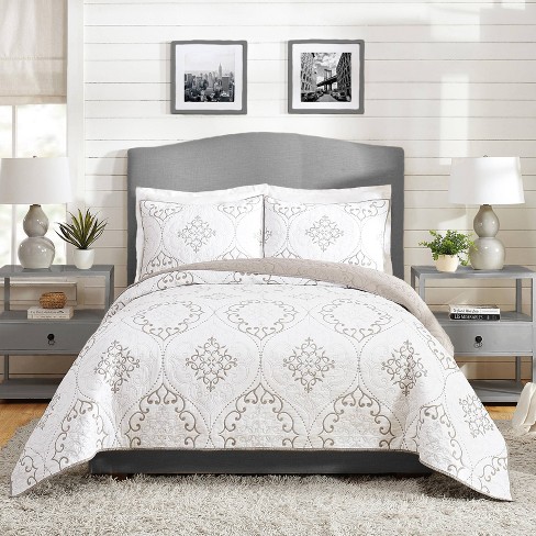 Full/Queen 3pc Chambers Quilt Set Gray - Modern Heirloom