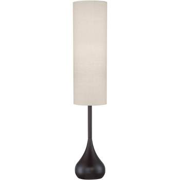 Possini Euro Design Moderne Mid Century Modern 62" Tall Droplet Floor Lamp with Smart Socket Bronze Beige Cylinder Shade for Living Room