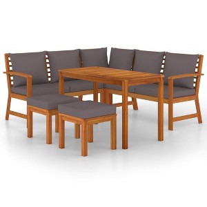 vidaXL Patio Dining Set Natural Wood Solid Acacia wood 6 Piece Modular - 1 of 4