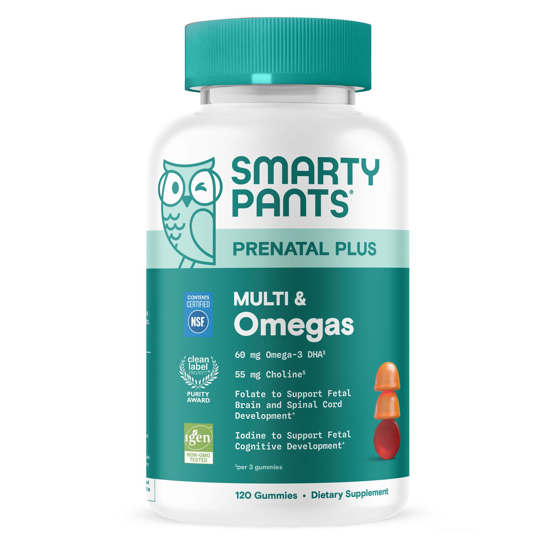 SmartyPants Prenatal Plus Multivitamin & Omegas Gummies with Methylfolate, C, D3, B12 & Zinc