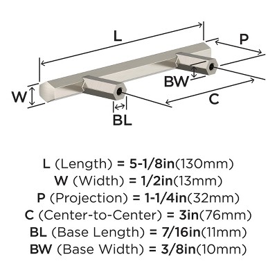 3 Inch Satin Nickel Modern Brushed Bar Pull