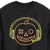 Boys' - Instant Message - Neon Pumpkin with Headphones Graphic Long Sleeve Fleece Sweatshirt - 2 of 4