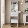 ELECWISH Small Vanity Table with Mirror, Chair and Storage Stool - 3 of 4