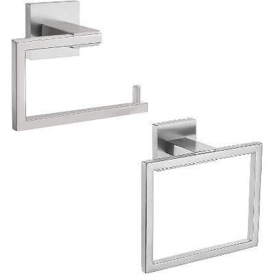 Towel Holder & Toilet Paper Holder Brushed, Bathroom Hardware Set, Stainless Steel Hand Towel Ring Bar,2 Pcs